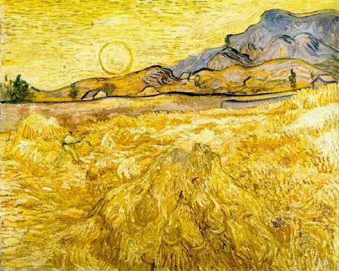 wheat field with reaper and sun - Van Gogh Painting On Canvas